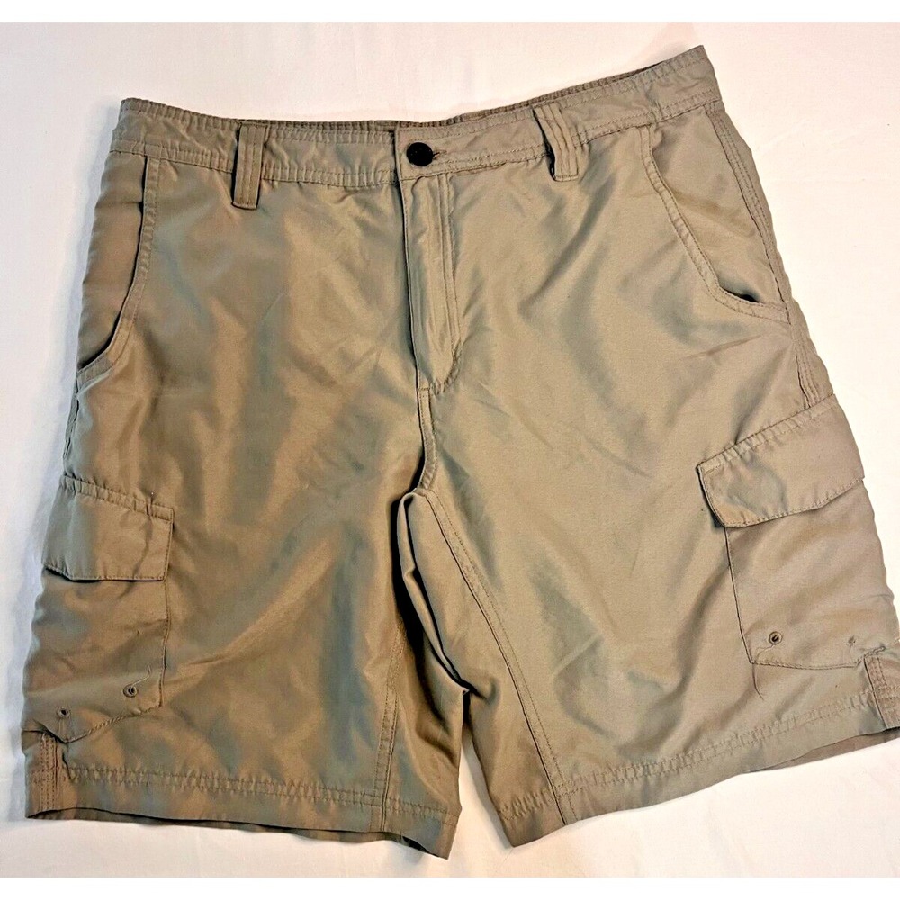Magellan Shorts Pants Size 32‎ Mens Green Pockets Fishing Hunting Cargo Zipper
